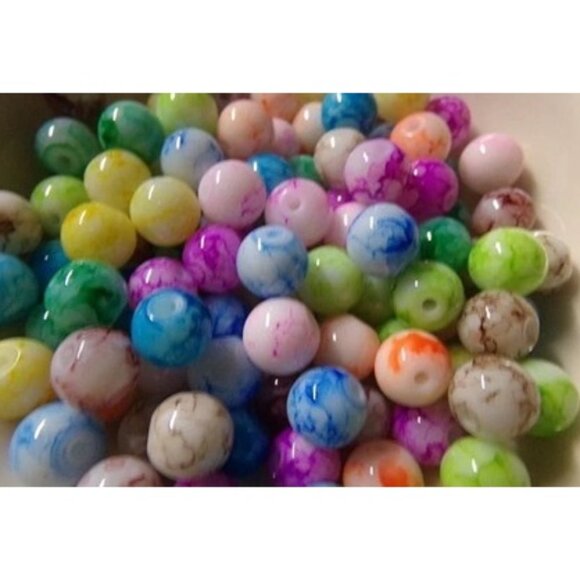 Mixed Color Mottled Glass Beads 8mm - Picture 1 of 2